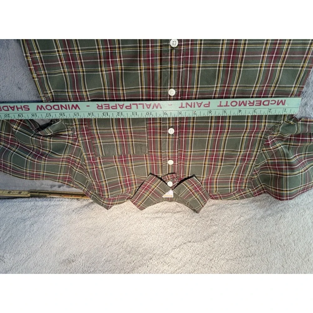 Gymboree Boys Sz M 7/8‎ Shirt Green Plaid Button Up Woven 100% Cotton Preppy